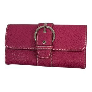 Tommy Hilfiger Women's Leather Checkbook Clutch Pink 7" x 4"